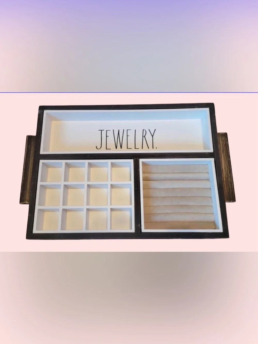 RAE Dunn JEWELRY 15” Box Tray for Rings, Bracelets, Necklaces